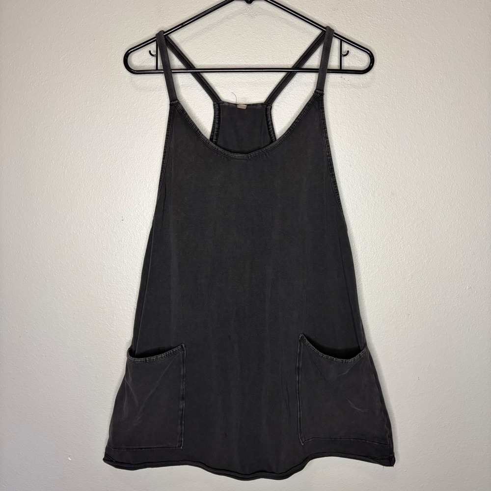 Free People FP Movement HotShot Mini Dress Black Small Romper Pockets*mild spot